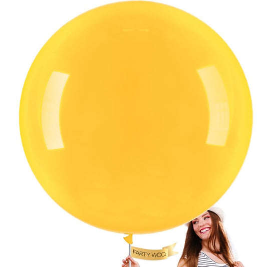 PartyWoo Mustard Yellow Balloons 4pcs 36 Inch Yellow Fall Balloons for Birthday Graduation Gender Reveal Engagement Baby Shower Bee Summer Sunflower Little Cutie Lemon Party Decorations Yellow-Y10