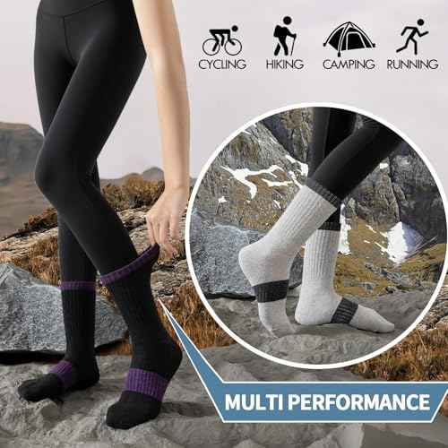 Clothirily Wool Socks for Women, Thermal Warm Womens Merino Wool Hiking Socks, Cozy Cabin Winter Boot Socks for Women