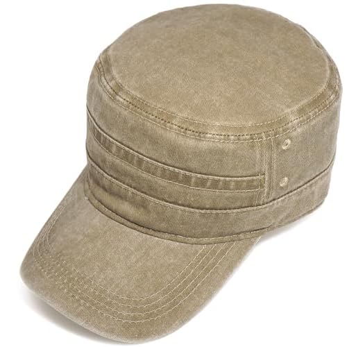 Unisex Cadet Army Caps Cotton Flat Top Cap Washed Military Hat Baseball Cap