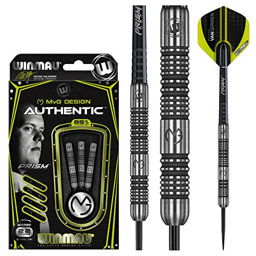 Winmau Michael Van Gerwen MvG Authentic 85% Tungsten Darts Set with Prism Flights and Shafts (Stems)