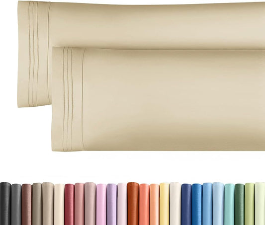 Skiennix Body Pillowcases Set of 2 | Soft, Breathable 20x54 Long Pillow Covers for Comfortable Sleep - Cream, Machine Washable