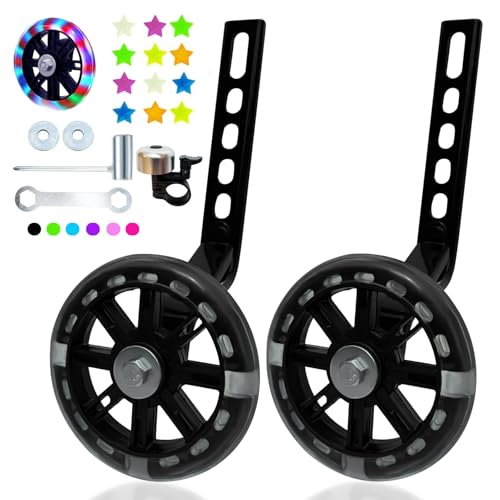 DDJKCZ Training Wheels Flash Mute Wheel Bicycle Compatible for Bikes of 12 14 16 18 20 Inch