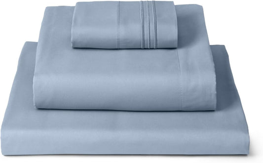 Mellanni Twin XL Sheets Set - 3 PC Hotel Luxury Bedding | Extra Soft, Cooling, Wrinkle-Resistant (Blue Hydrangea)