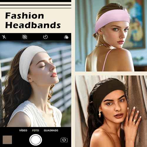 Headbands for Women 12PCS, Wide Sports Headbands, Elastic Soft Running Fashion Headband Absorb Sweatbands Non Slip Headbands for Fashion, Washing Face, Workouts,Yoga, Daily Use