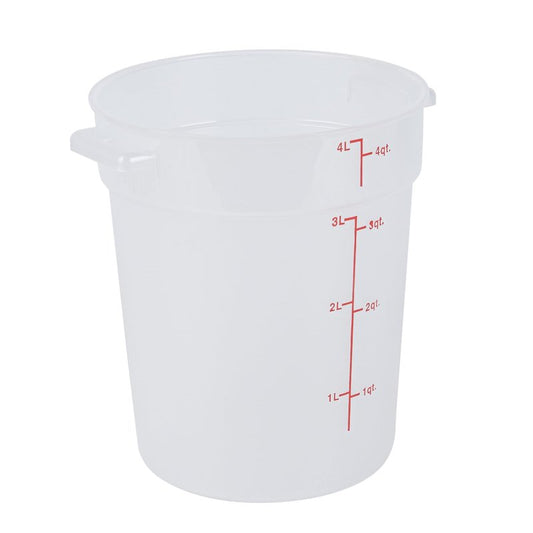 Restaurantware-Met Lux 4 Quart Food Storage Container, 1 Translucent Storage Container - Lids Sold Separately, Red Volume Markers, Dishwashable Container, Side Handles, For Storing Foods