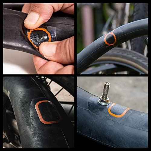 Bike Tire Repair Kit - Bycicle Inner Tube Puncture Patch Kits with 32PCS Vulcanizing Patches,Metal Rasp, for Motorcycle BMX Cycling MTB Road Mountain Bicycle