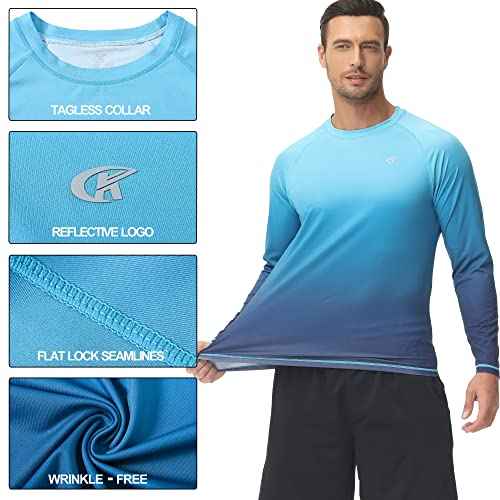 Men's Long Sleeve Swim Shirts Rashguard UPF 50+ UV Sun Protection Shirt Athletic Workout Running Hiking T-Shirt Swimwear