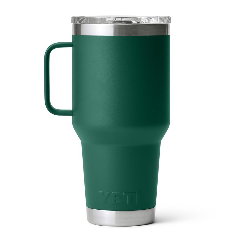 YETI Rambler 30 oz Travel Mug, Stainless Steel, Vacuum Insulated with Stronghold Lid, Black Forest Green