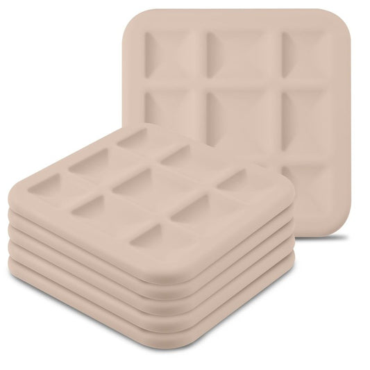 Silicone Trivets for Hot Pots and Pans, Pot Holders Hot Pads 6 Pack Silicone Mats for Kitchen Counter, Soft Durable Drying Mat, Jar Opener and Coasters (Brown)