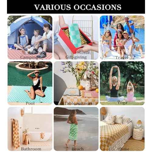 Checkered Plaid Turkish Beach Towel Vacation Essentials Blanket Sand Free Quick Dry Oversized Thin Cloud Clearance Alaska Cruise Summer Accessories Beach Gift Must Haves Gear Stuff Travel Gadgets