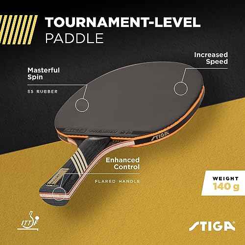 STIGA Bullet Ping Pong Paddle ? 5-ply Extra Light Blade ? 2mm Premium Sponge ? Flared Handle for Masterful Grip ? Performance Table Tennis Racket for Competitive Play