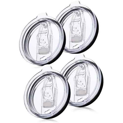 4 Pack 30 oz Tumbler Lid, Replacement Lids Compatible for YETI 30 oz Tumbler,Travel Mug,Spill Proof Splash Resistant Silicone Sliding Covers,Straw Friendly, BPA Free