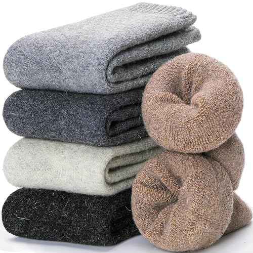 EBMORE Merino Wool Socks for Women Hiking Thermal Warm Winter Thick Boot Cozy Crew Comfy Work Socks for Ladies 5 Pairs