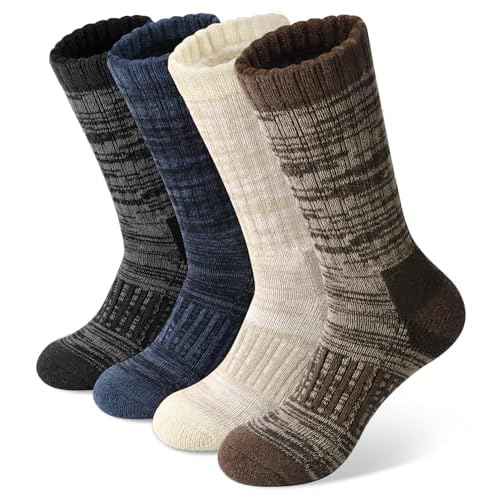 Justay 4 Pairs Merino Wool Socks for Women, Hiking Thermal Warm Winter Cozy Thick Boot Socks for Women Gifts