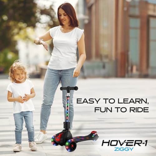 Hover-1 Ziggy Folding Kick Scooter for Kids (5+ Year Old) | Features Lean-to-Turn Axle, Solid PU Tires & Slim-Design, 110 LB Max Load Capacity, Safe