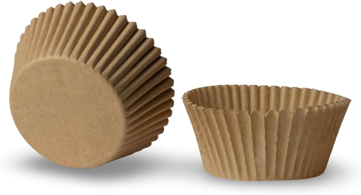 Regine Switzerland 200 Paper Cupcake Liners - Grease Proof Muffin Baking Cups | Brown Food Grade Containers