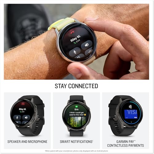 Garmin Venu¢ç 4, 45mm, Advanced Health and Fitness GPS Smartwatch, Bright and Colorful Display, Built-in Flashlight, 12 Days of Battery Life, Slate with Black Silicone Band