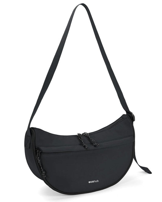 ECOHUB Anti Theft Crossbody Bag for Women and Men, Structured Lightweight Nylon Everyday Sling Bag with RFID Pocket, Adjustable Strap for Travel, Work and Daily Carry, Black