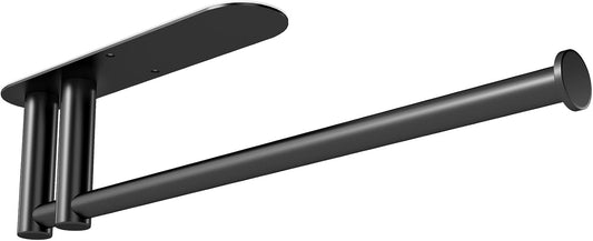 Skiennix Under Cabinet Paper Towel Holder - Heavy Duty Double Pole Design, Stainless Steel, Black