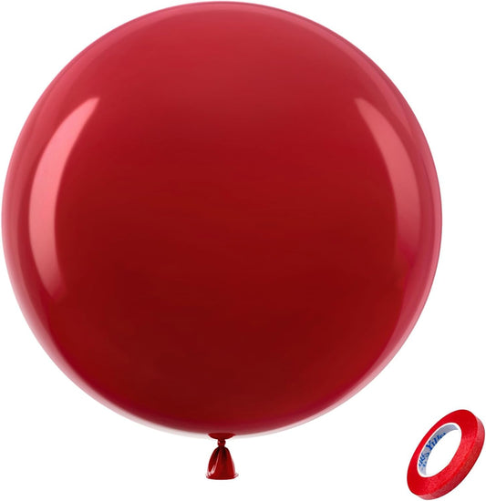 Bezente 36-Inch Burgundy Giant Balloons - 8 Pack Jumbo Dark Ruby Latex Balloons for Celebrations