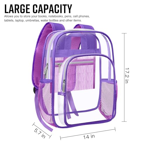 HEEYA Clear Backpack Heavy Duty Transparent Backpack for Security, Sports, Work, Travel, Stadium