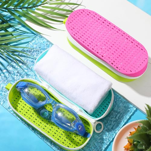 2 Pcs Swim Goggle Case for Swimming with Hole Zipper Clip Silicone Cases for Goggle Gift