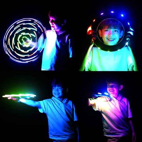 TOSY Flying Ring - 12 LEDs, Super Bright, Lost Mode, Auto Light Up, Camping Essentials for Kids/Teens/Boy/Girl, Safe & Soft, Waterproof, Pool/Beach Games, Lightweight Toy (Green)