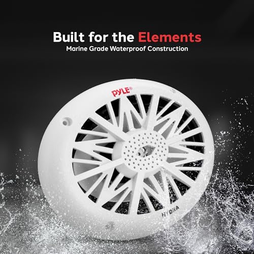 Pyle 6x9 Inch Dual Marine Speakers - 2 Way Waterproof and Weather Resistant Outdoor Audio Stereo Sound System with 260 Watt Power, Poly Carbon Cone and Cloth Surround - 1 Pair - PLMR692