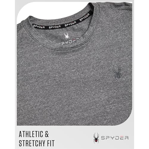 Spyder Mens Athletic Shirts - Moisture Wicking Short Sleeve Crewneck Workout Shirts for Men - Relaxed Fit Mens Shirts for Gym