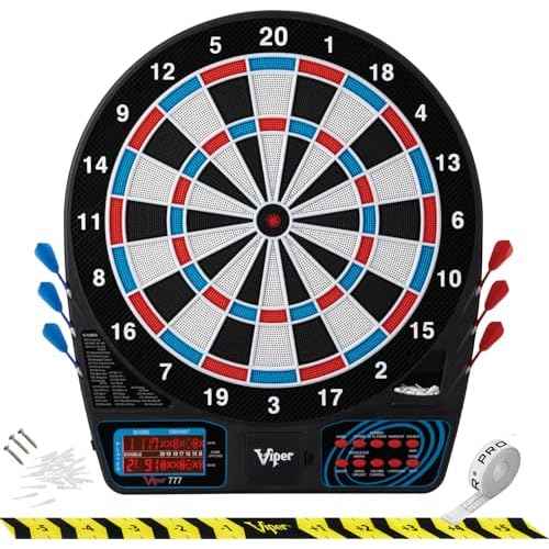 Viper by GLD Products 777 Electronic Dartboard Sport Size Over 40 Games Auto-Scoring LCD Cricket Display Impact-Tough Target for Lasting Durability and Ultra-Thin Spider for Fewer Bounce Outs with Soft Tip Darts, black, one size