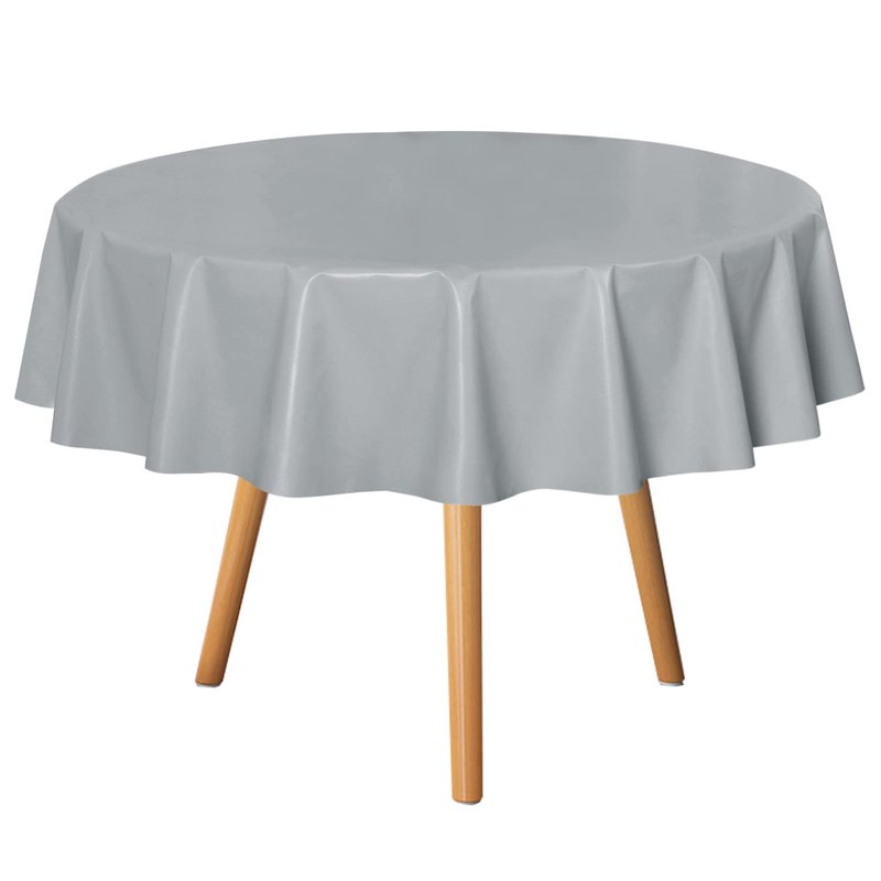 sancua 100% Waterproof Rectangle PVC Tablecloth - 70 x 108 Inch - Oil Proof Spill Proof Vinyl Table Cloth, Wipe Clean Table Cover for Dining Tables, Buffet Parties and Camping, Sliver Grey