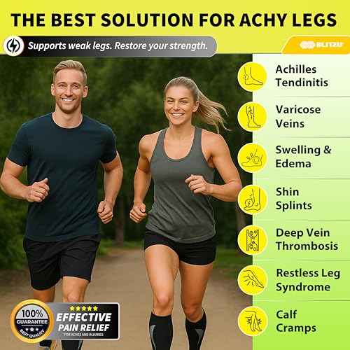 BLITZU Calf Compression Sleeve for Men & Women Footless Compression Socks Support Runners Leg Sleeve Shin Splints Pain Relief