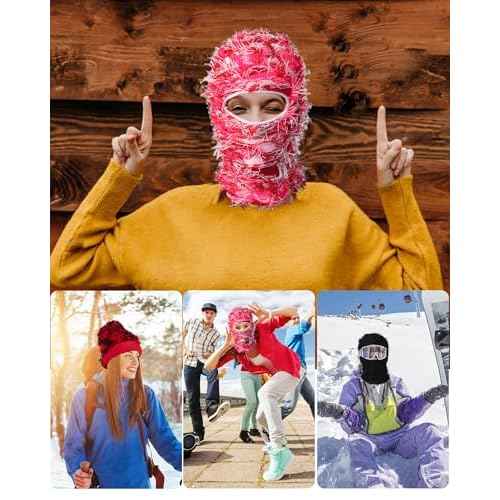 Distressed Balaclava Ski Masks for Men/Women, Shiesty Mask Neck Warmer Full Face Balaclava Face Mask for Cold Weather
