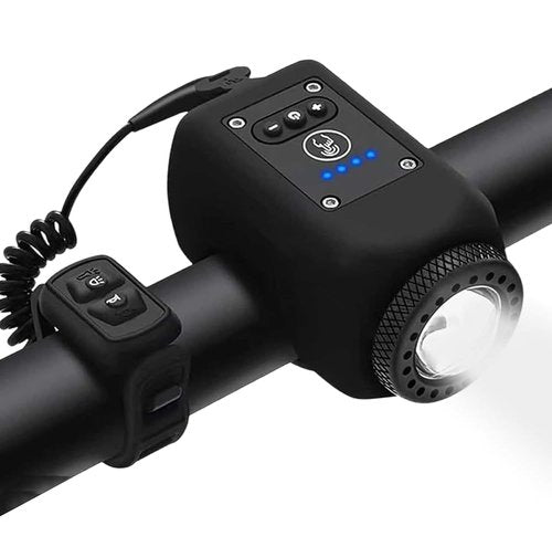 LESOVI Electric Bike Horn Bike Light 2 in 1; 110 dB Bicycle Horn 5 Sound Modes with Rechargeable Battery Waterproof Bicycle Light with Horn for Kids Boys Adults Mountain Bike (LE-01 Black)