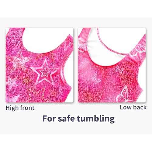 Snowheart Gymnastics Leotards for Girls 2-Pack, Sparkly Toddler Biketards Sleeveless for Tumbling Dance Classes