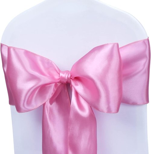 Babenest Satin Chair Sashes - Upgraded 30 Pcs Chair Ribbons & Bows for Weddings & Events | Pink