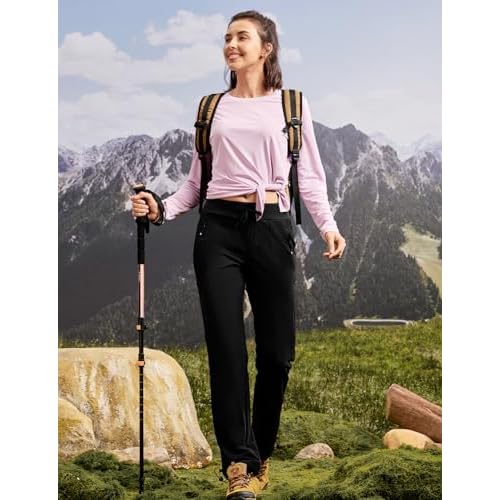 BGOWATU Women's Hiking Pants Lightweight Quick Dry Casual Joggers with Zipper Pockets Athletic Water Resistant Outdoor