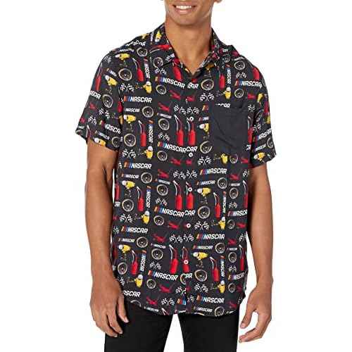 FOCO NASCAR Floral Button Up Short Sleeve Shirt