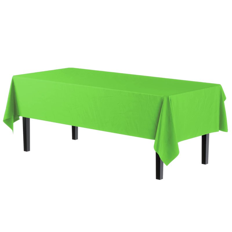 Party Solids Pack Of 6 Premium Plastic Tablecloth 54 Inch x 108 Inch Rectangle Plastic Table Cover - Lime Green