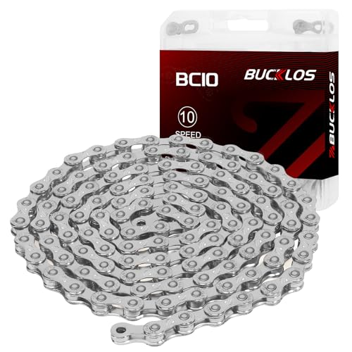 BUCKLOS 6/7/8/9/10/11/12 Speed Bike Chain,Bicycle Chain for Road Bike/E-Bike/Mountain Bike/MTB/Shimano SRAM,Half/Full Hollow Bike Chain Silver/Gold 1/2 x 11/128 Inch 116 Links with Quick Link