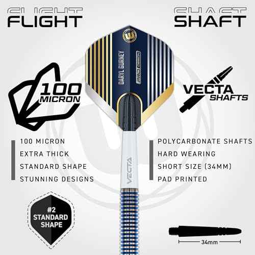 Winmau Darts - Professional Player - Daryl Gurney SC 1.0 Series 90% Tungsten Darts Set with Dart Flights and Dart Shafts (Stems) ? Available in Soft and Steel Tip - Available Weights 20g and 23g