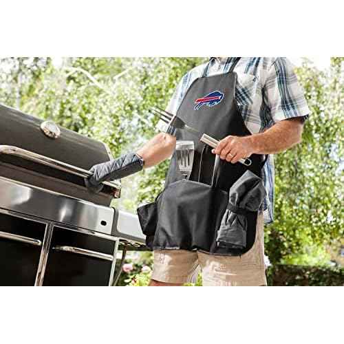 Picnic TIME BBQ Apron Tote Pro Grill Set, (Black with Gray Accents)