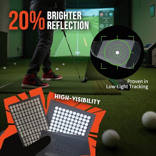 0.25" White Reflective Dot Stickers - 300 Pack with High-Reflective Glass Beads, Weatherproof Golf Ball Markers for Simulators & High-Speed Cameras