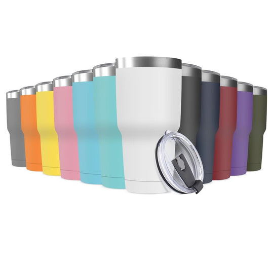 Deitybless 30oz Stainless Steel Travel Mug with Lid, 12 Pack Double Wall Vacuum Insulated Bulk Tumbler, Powder Coated Coffee Cup Suitable for Vehicle Cup Holders (Assorted Colors)