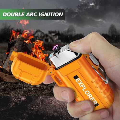 Lafagiet USB-C Rechargeable Lighter, Dual Electric arc, Waterproof, Flame-Less, Windproof Plasma lighters for Grill, Survival, Camping, Candle
