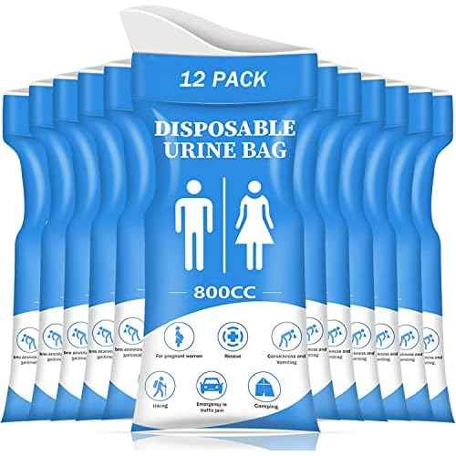 DIBBATU Disposable Urine Bag, 12/24 PCS Pee Bags for Travel for Women/Men, 800ML Emergency Portable Urinal Bag and Vomit Bags, Unisex Urinal Bag for Camping, Traffic Jams, Pregnant, Patient, Kids
