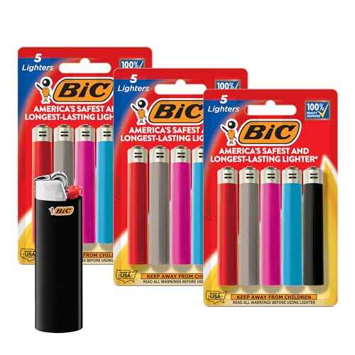 BIC Maxi Pocket Lighters, Reliable Candle Lighters for Holiday Festivities, Assorted Colors, 15-Pack (Colors May Vary)