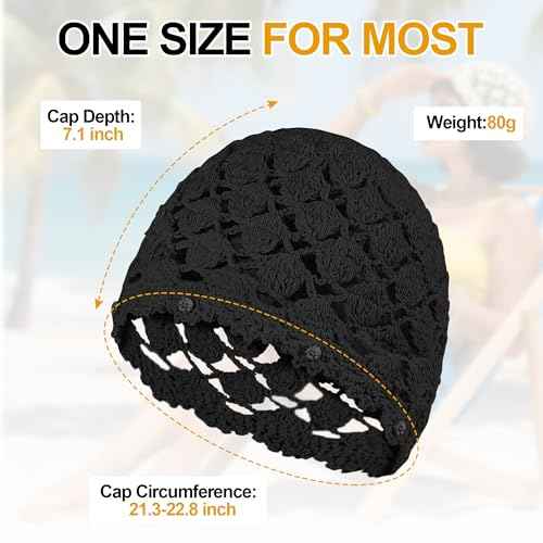 Ababalaya Women's Cotton Crochet Hat Boho Beanie Handmade Knit Skull Caps for All Seasons