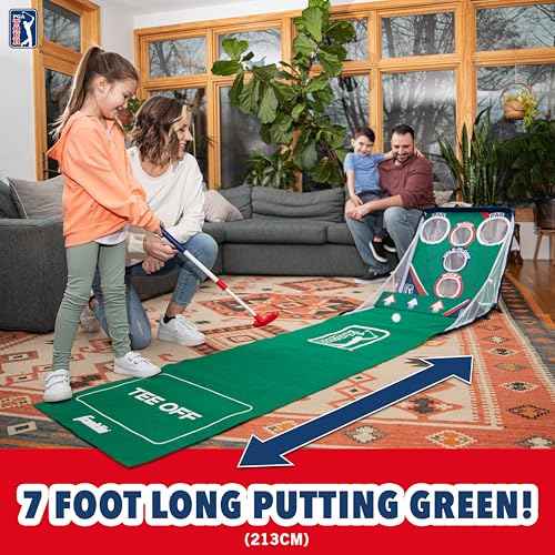 Franklin Sports PGA Whirlball Putting Green Golf Game - Golf Putter Game Set with Whirlball Target + Putting Matt - Adjustable Putter & 6 Foam Balls - Fun Indoor Set for Adults + Kids