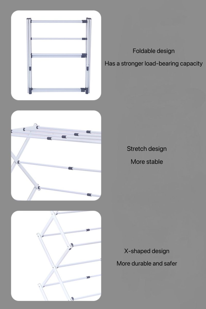 Maomo Standard Metal Drying Rack - Easy to Install Without Tools, Space-Saving telescoping Design, 16.93-29.92 inches Wide, White.